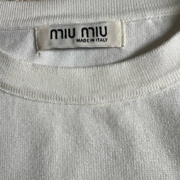 Miu Miu White Short Sleeve Tee - Picture 2 of 8